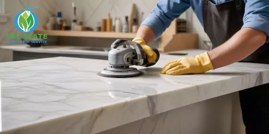 Marble Countertop Hone Finish Process