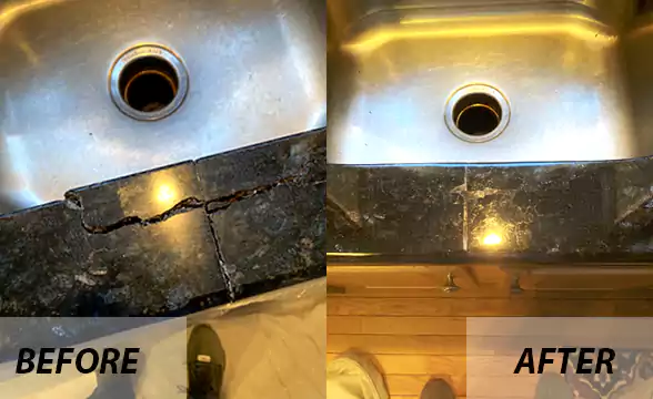 Black Granite Sink Top Damage Repair