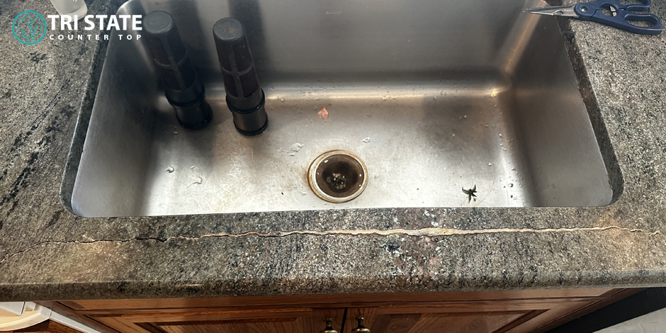 Reviewing a completed granite countertop crack repair